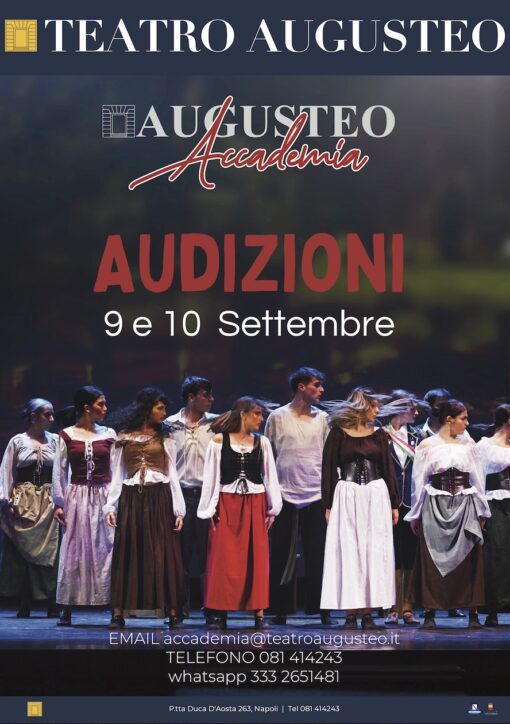 Audizioni al Teatro Augusteo: il 9 e 10 settembre selezioni per l’Accademia della Commedia Musicale