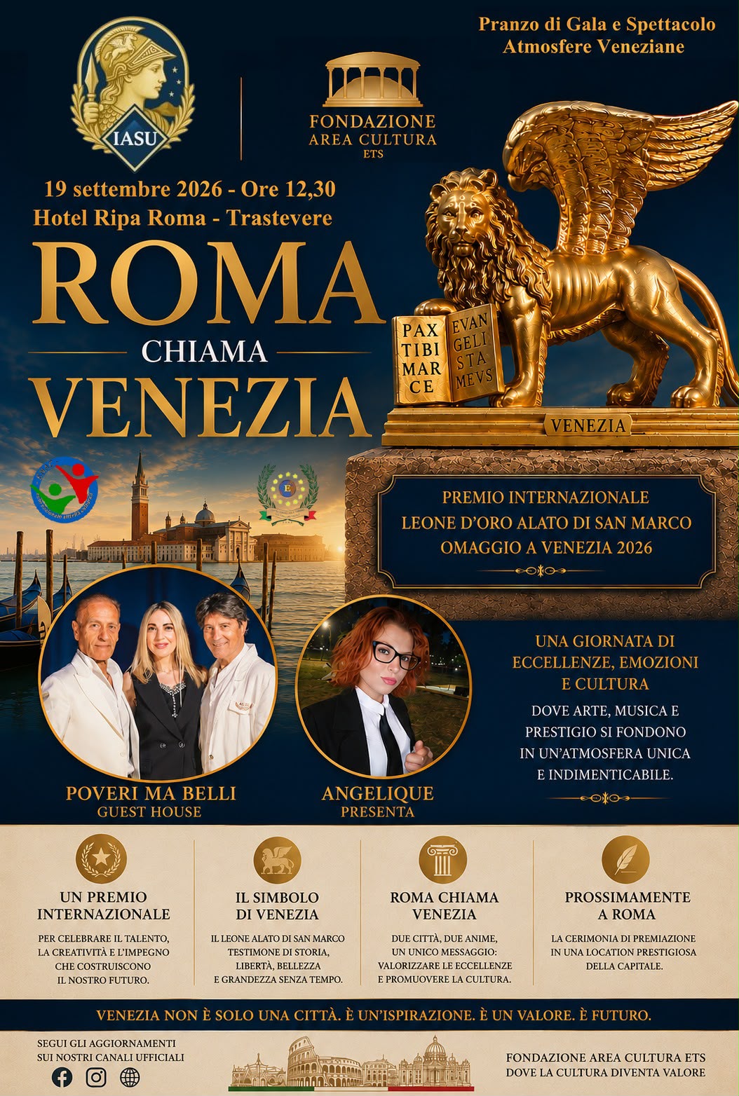 LEONE D’ORO ALATO DI SAN MARCO – OMAGGIO A VENEZIA – Unico per storia, identità e progetto. Un Premio che non imita nessuno